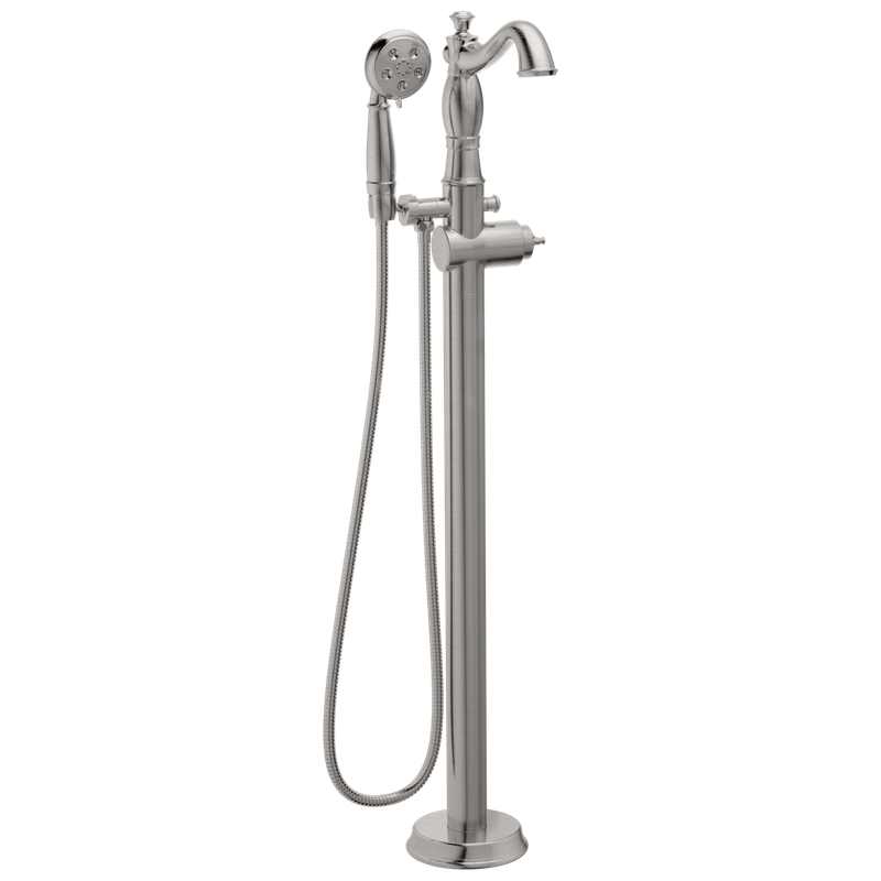 Delta Cassidy® Single Handle Floor Mount Tub Filler Trim with Hand Shower - Less Handle