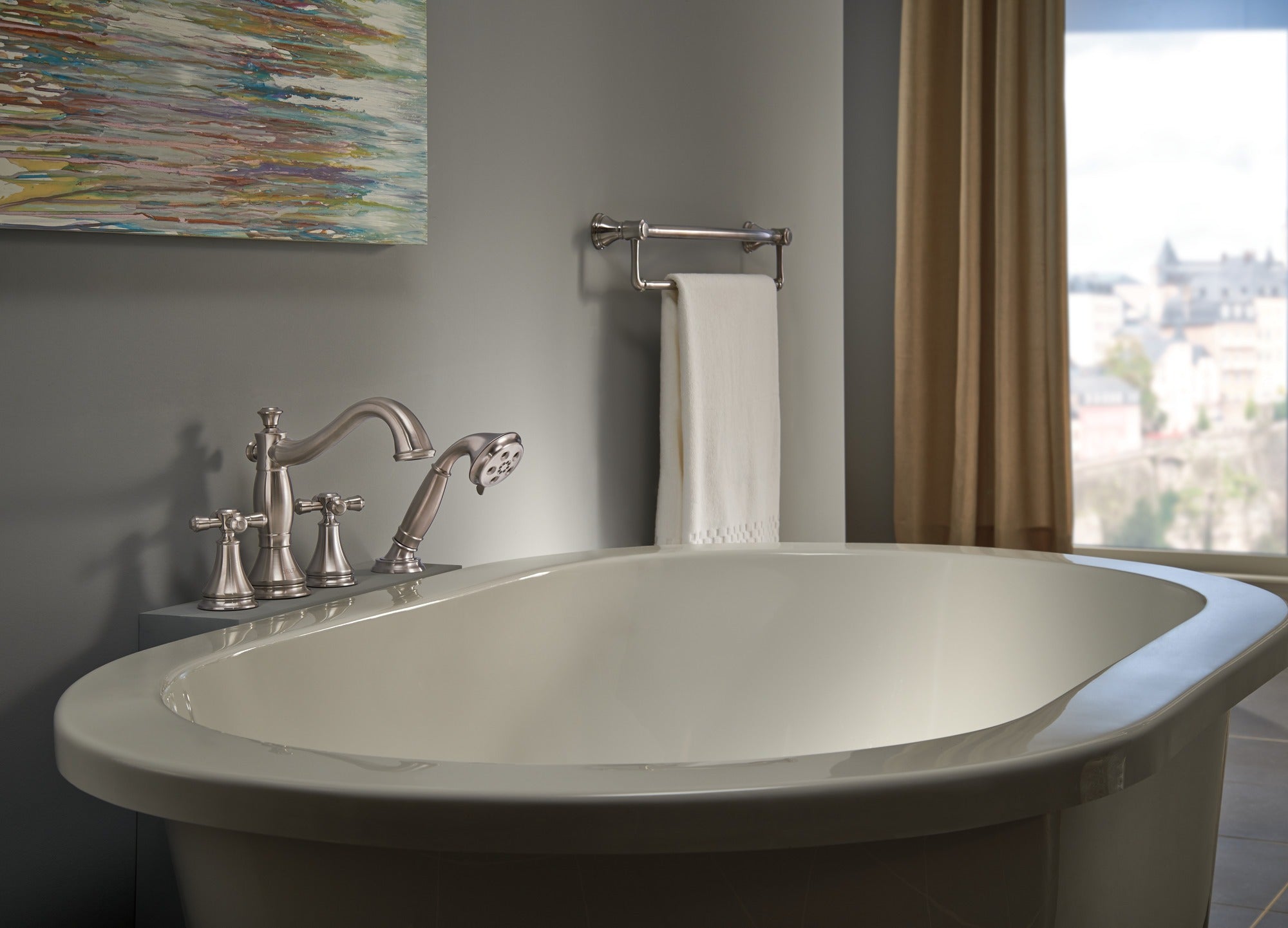 Delta Cassidy® Roman Tub with Hand Shower Trim - Less Handles