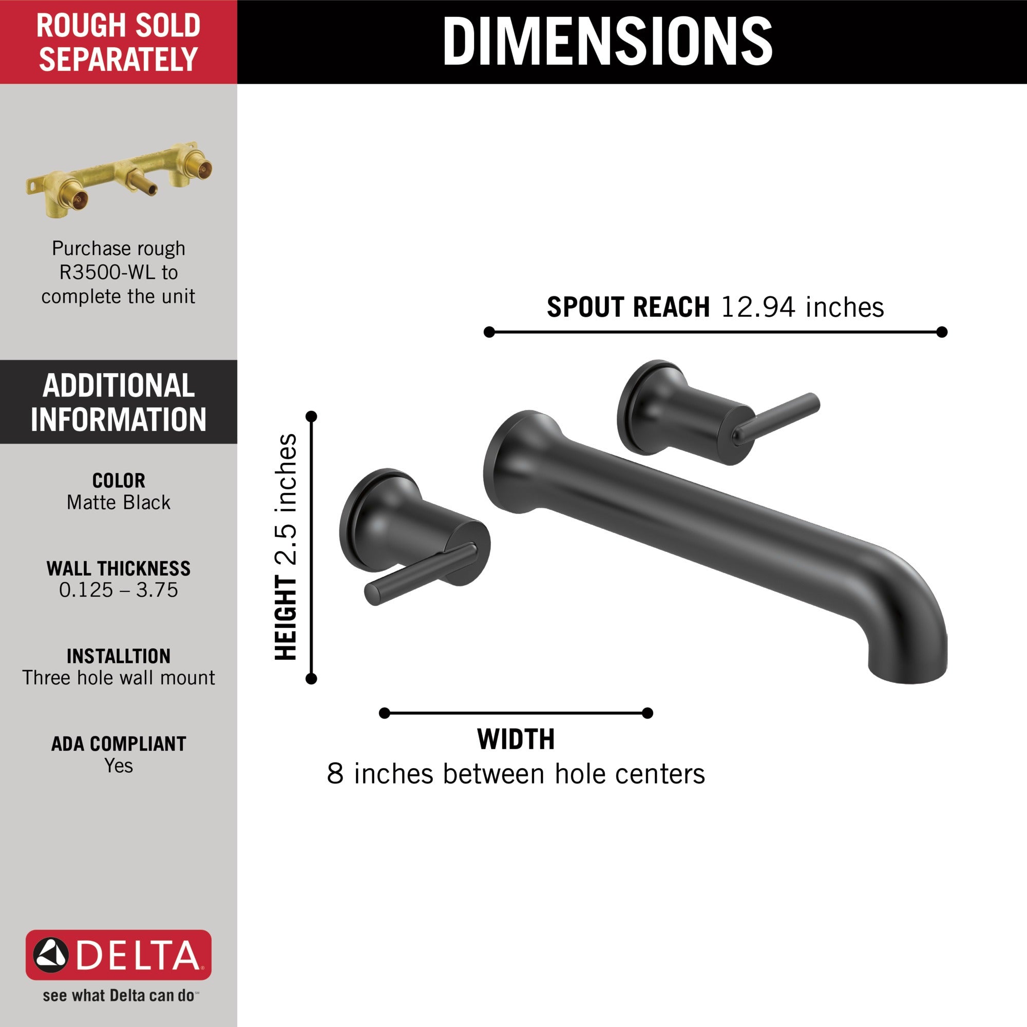 Delta Trinsic® Wall Mounted Tub Filler
