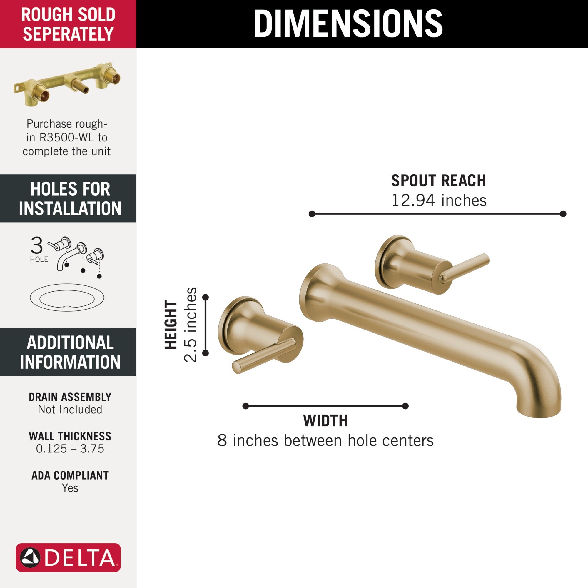 Delta Trinsic® Wall Mounted Tub Filler