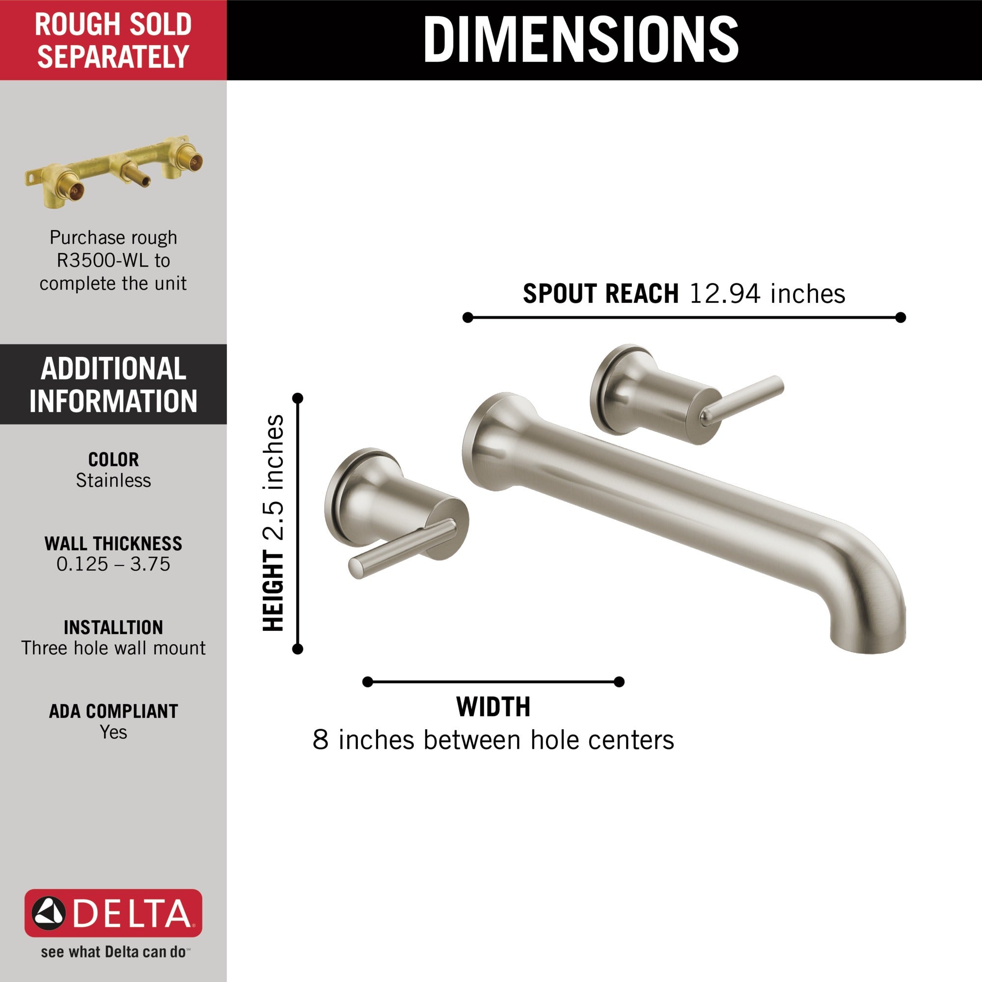 Delta Trinsic® Wall Mounted Tub Filler