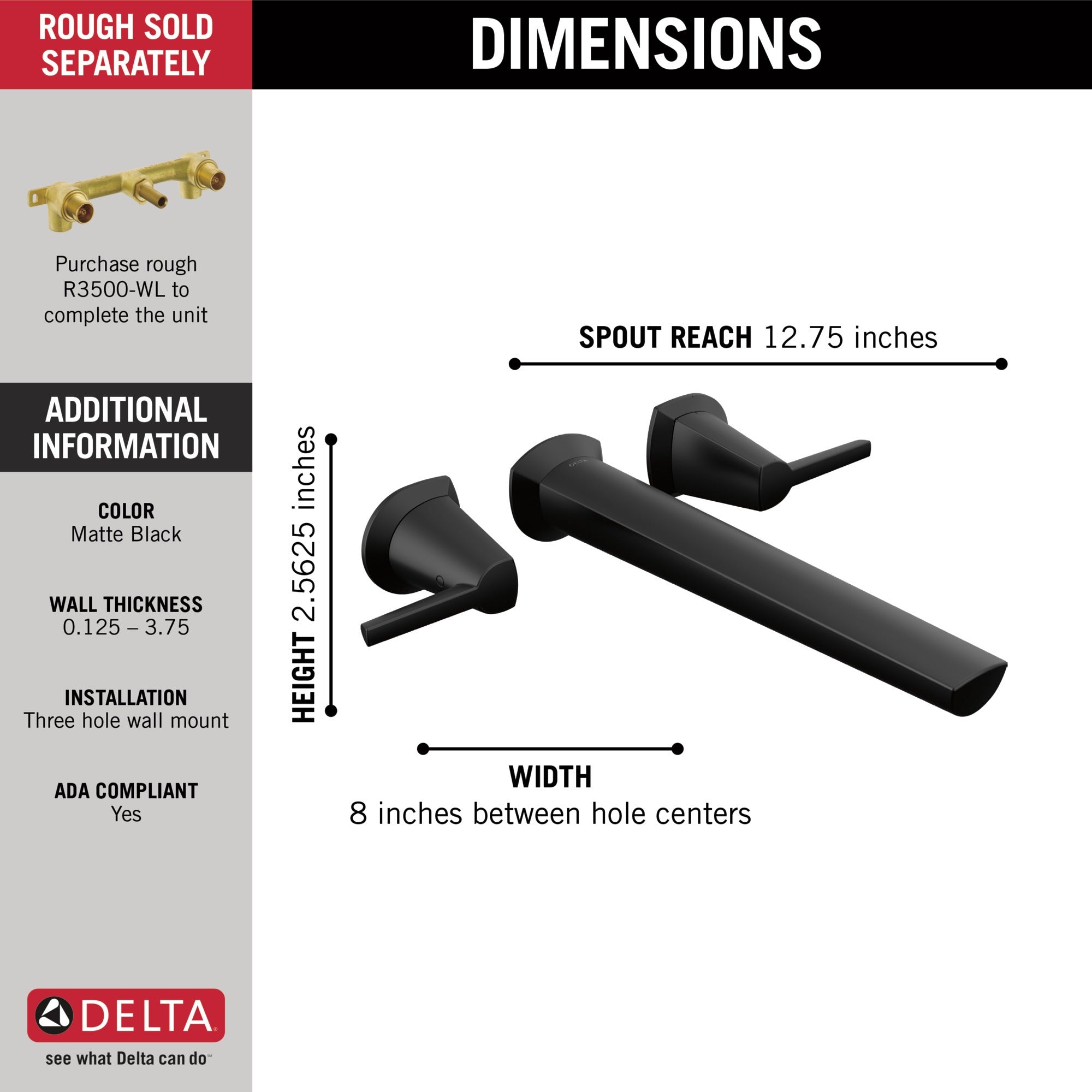 Delta Galeon™ Wall Mount Tub Filler
