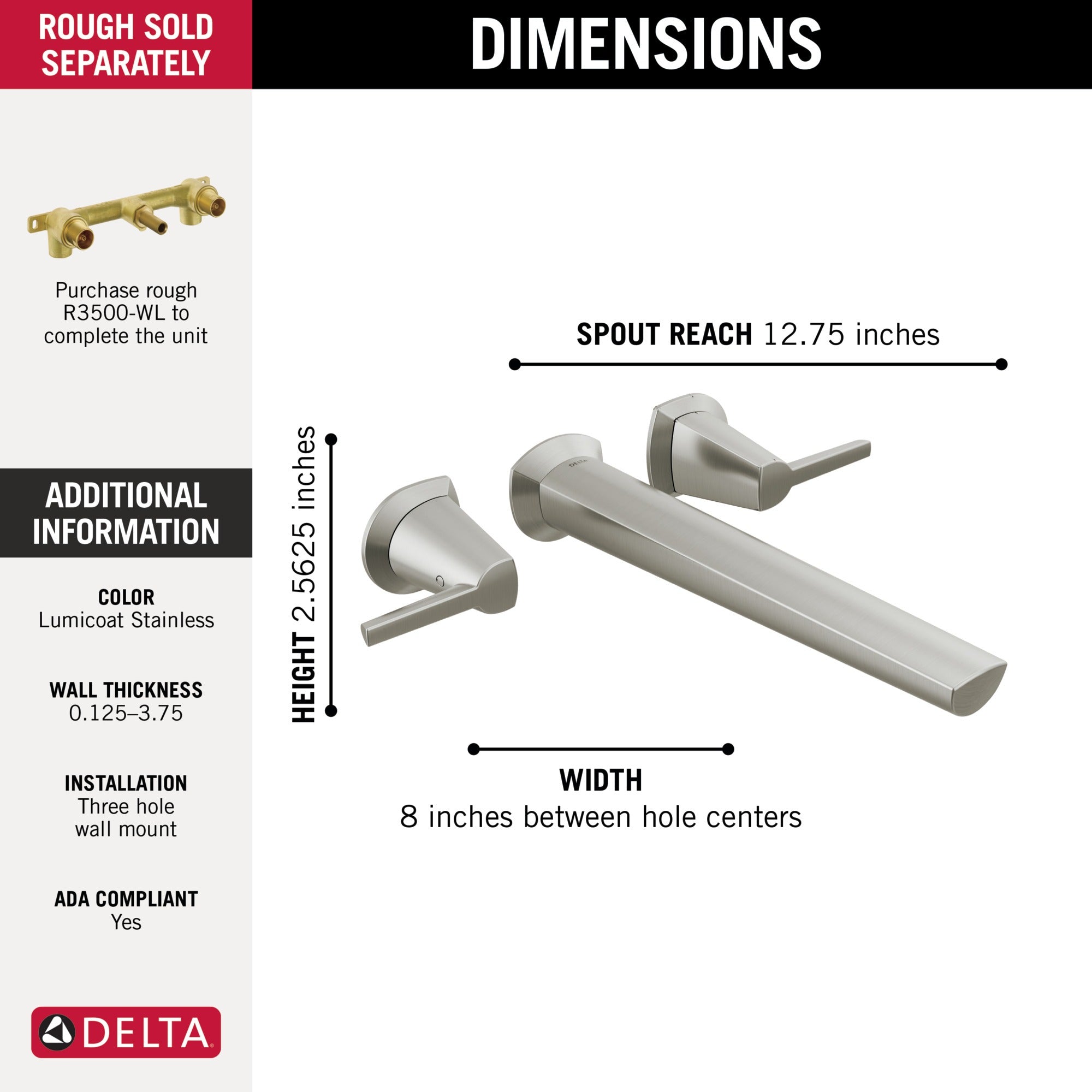 Delta Galeon™ Wall Mount Tub Filler