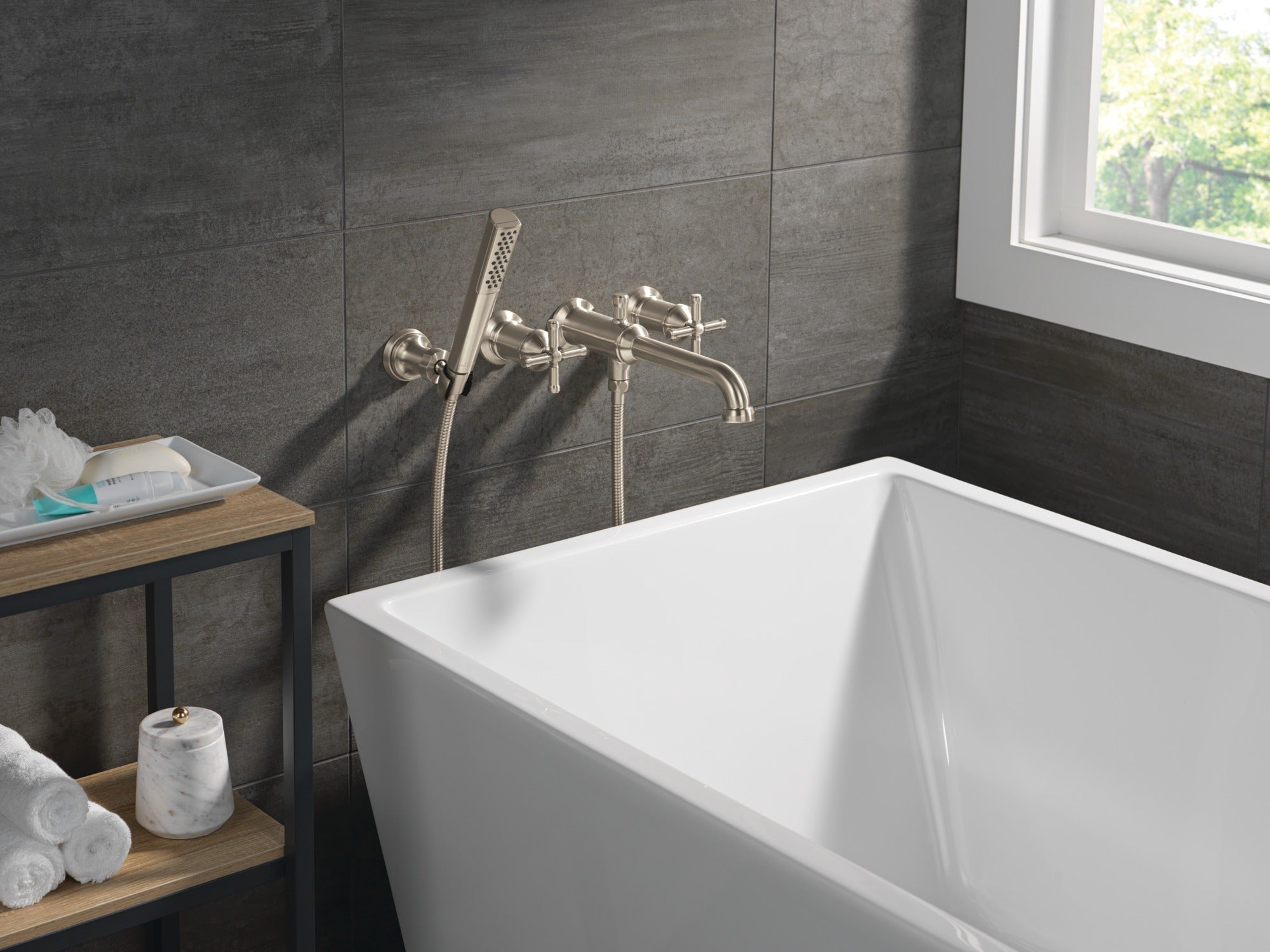 Delta Broderick® Wall Mount Tub Filler Handle Kit-Cross