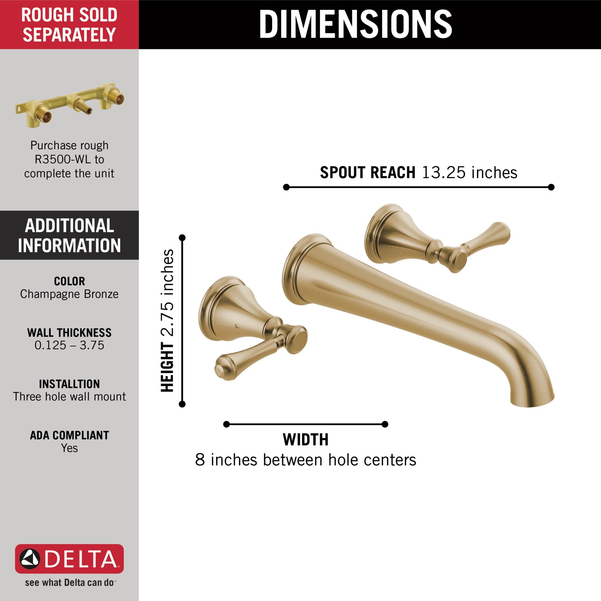 Delta Cassidy® Wall Mounted Tub Filler
