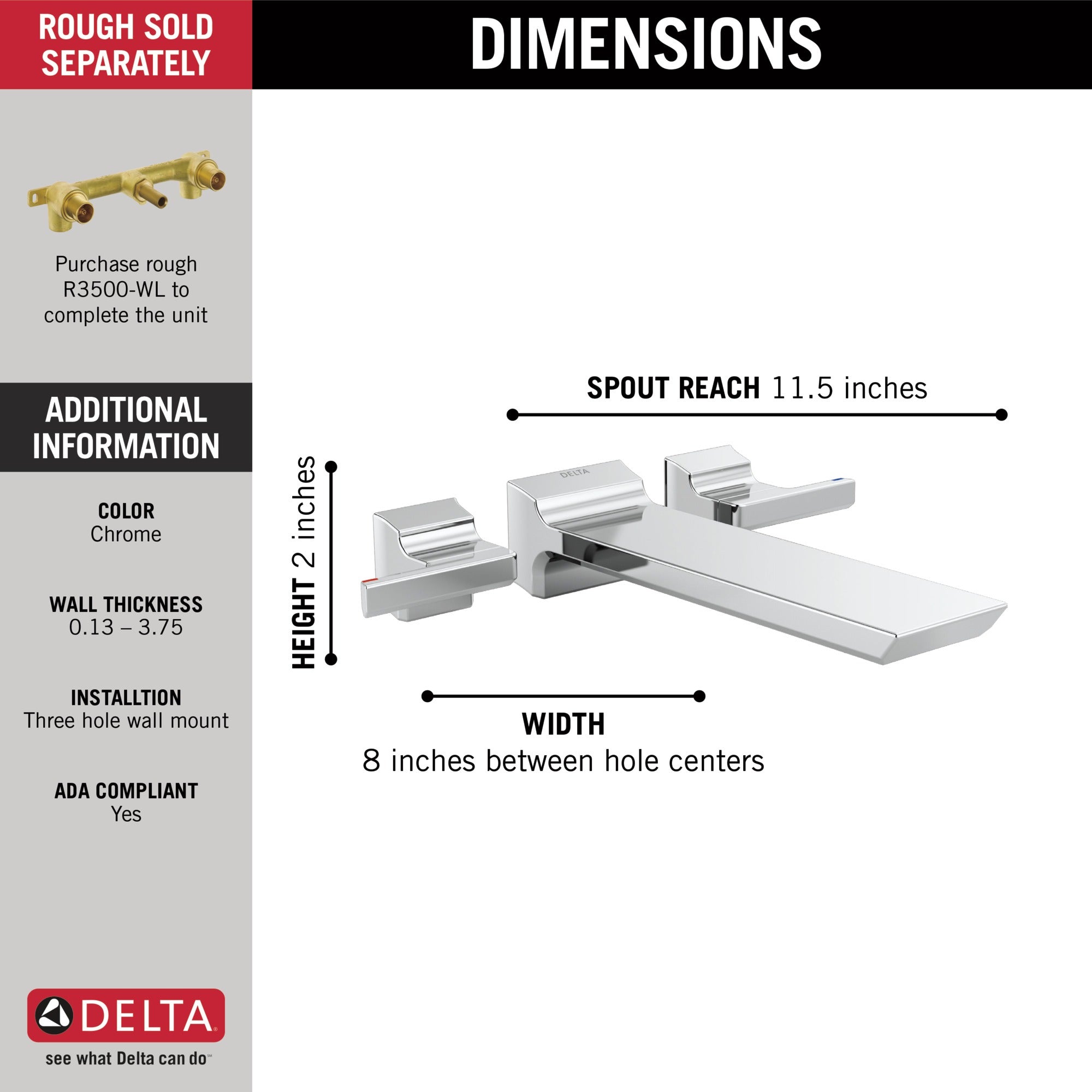 Delta Pivotal® Wall Mount Tub Filler Trim