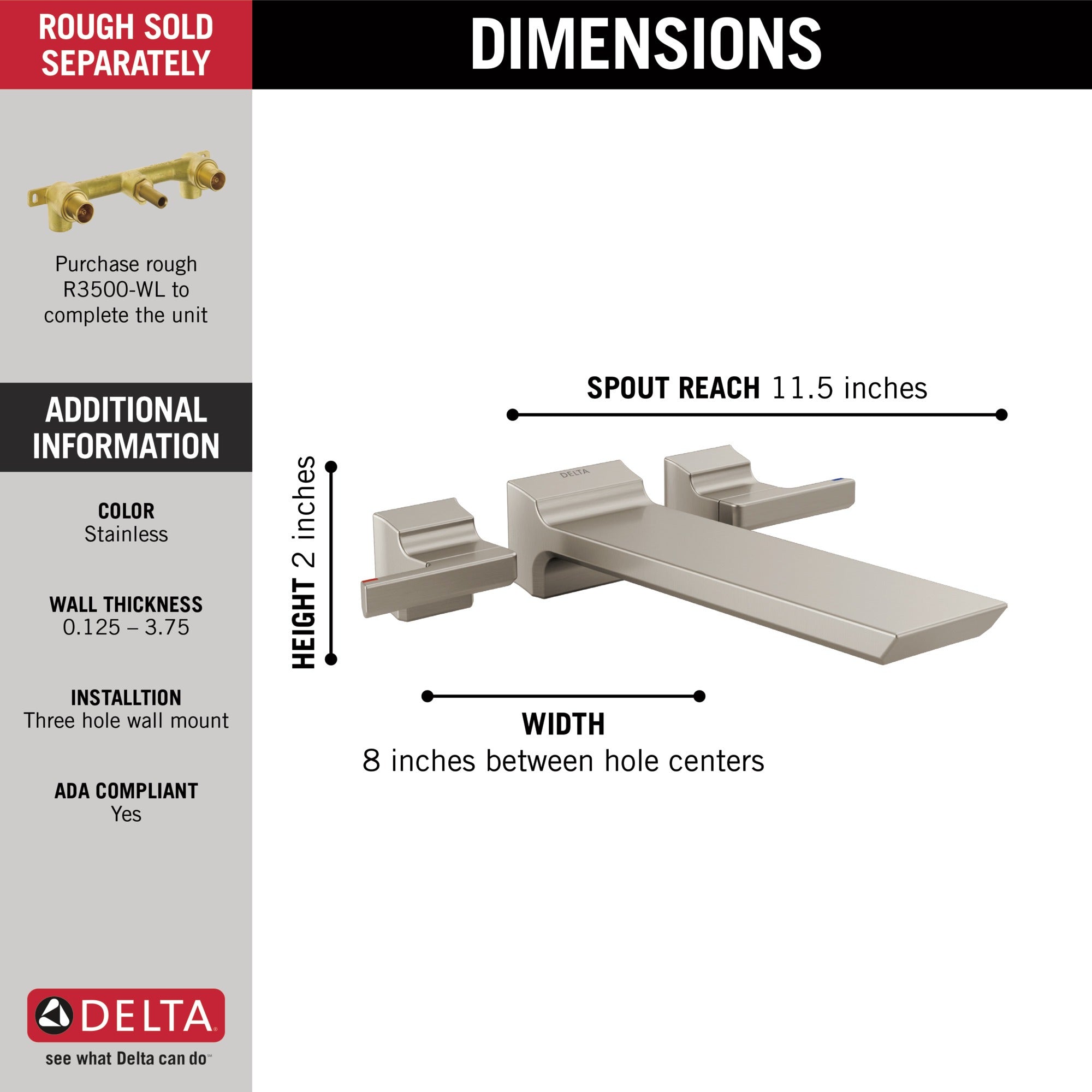 Delta Pivotal® Wall Mount Tub Filler Trim