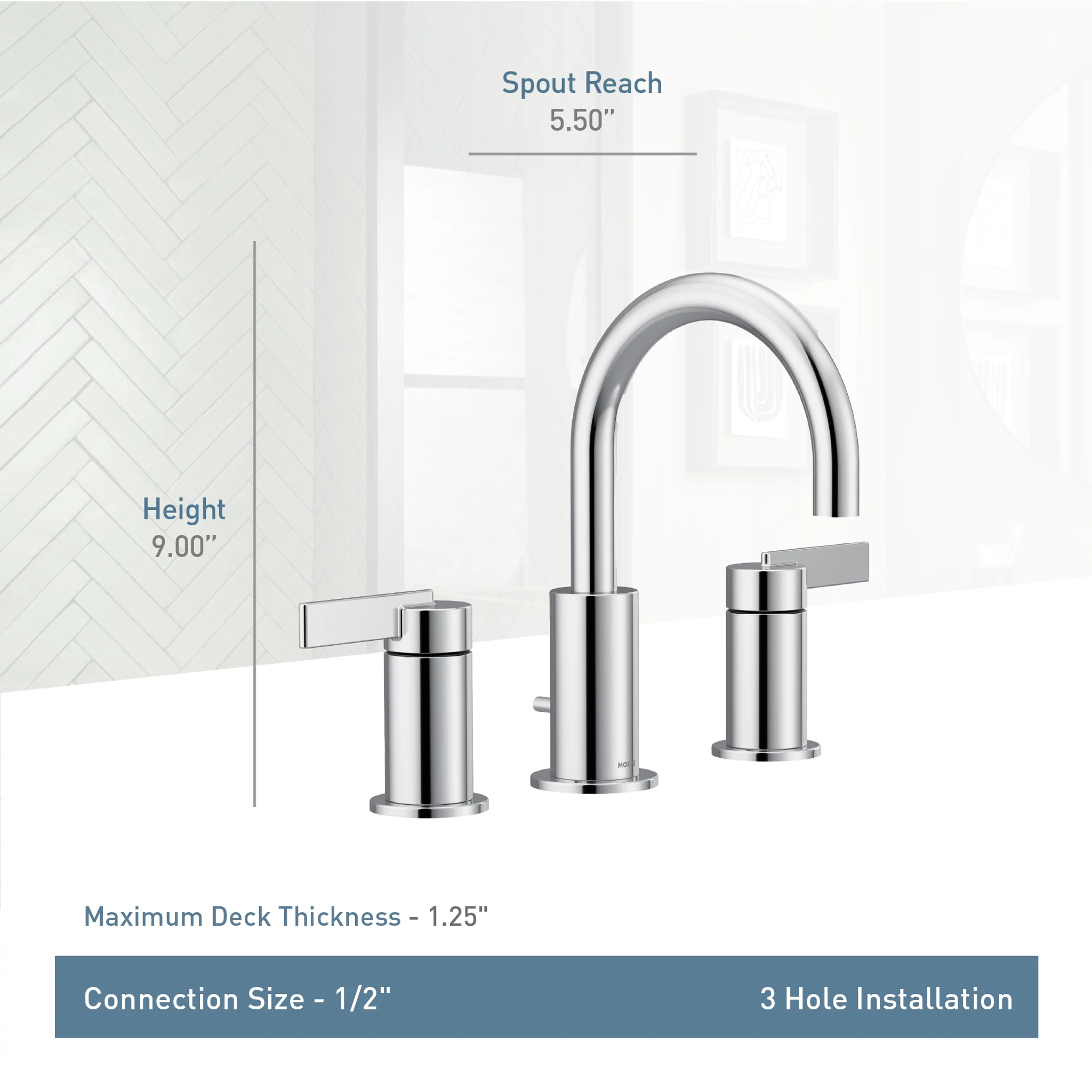 Moen T6222 Cia Chrome two-handle bathroom faucet