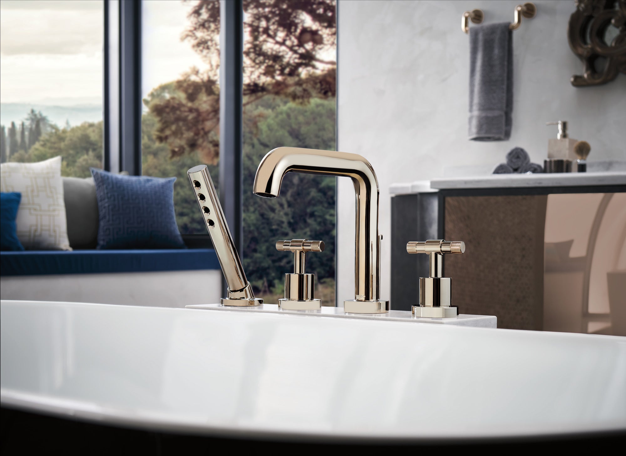 Brizo Litze® Roman Tub with Handshower - Less Handles