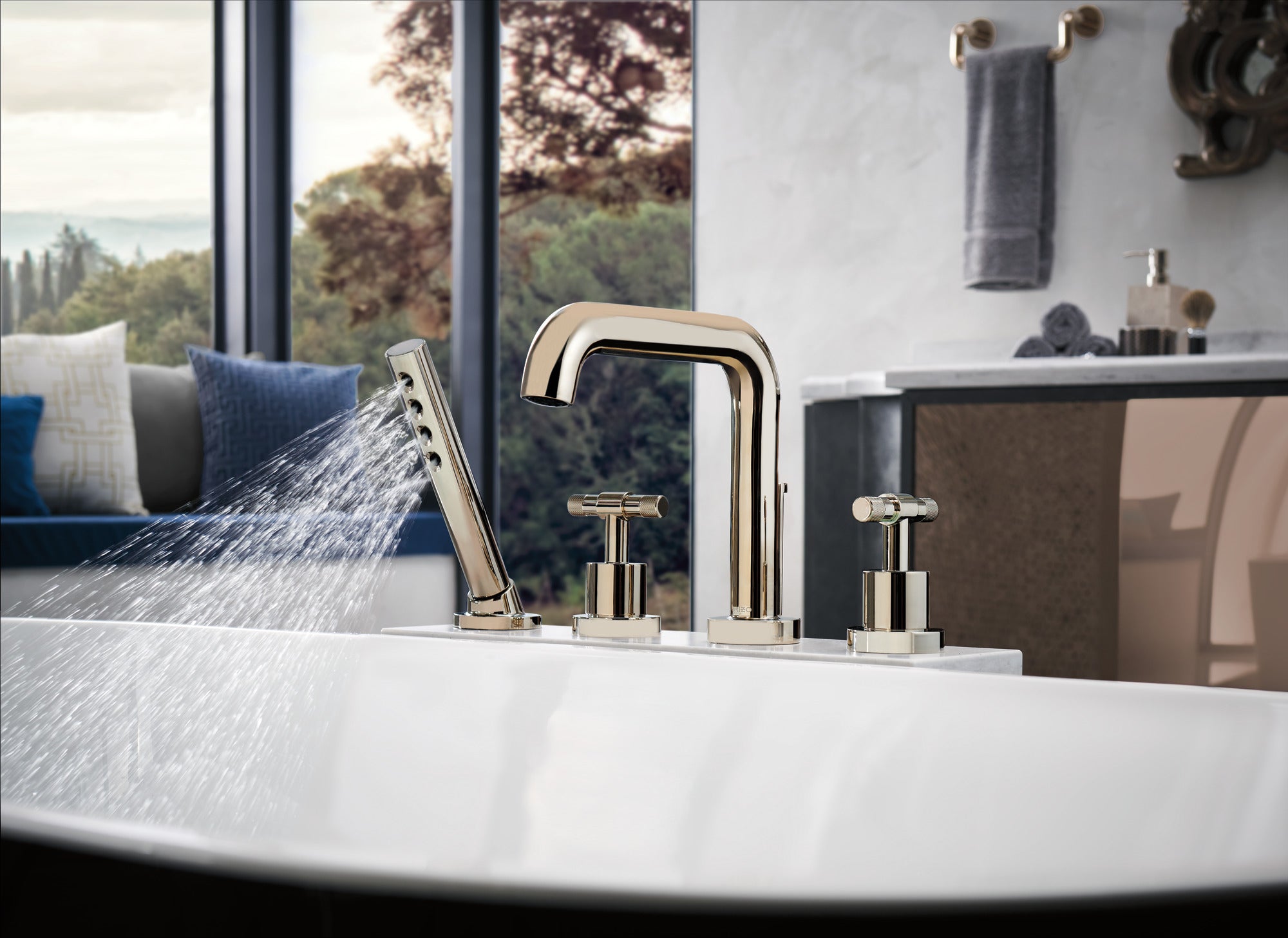 Brizo Litze® Roman Tub with Handshower - Less Handles