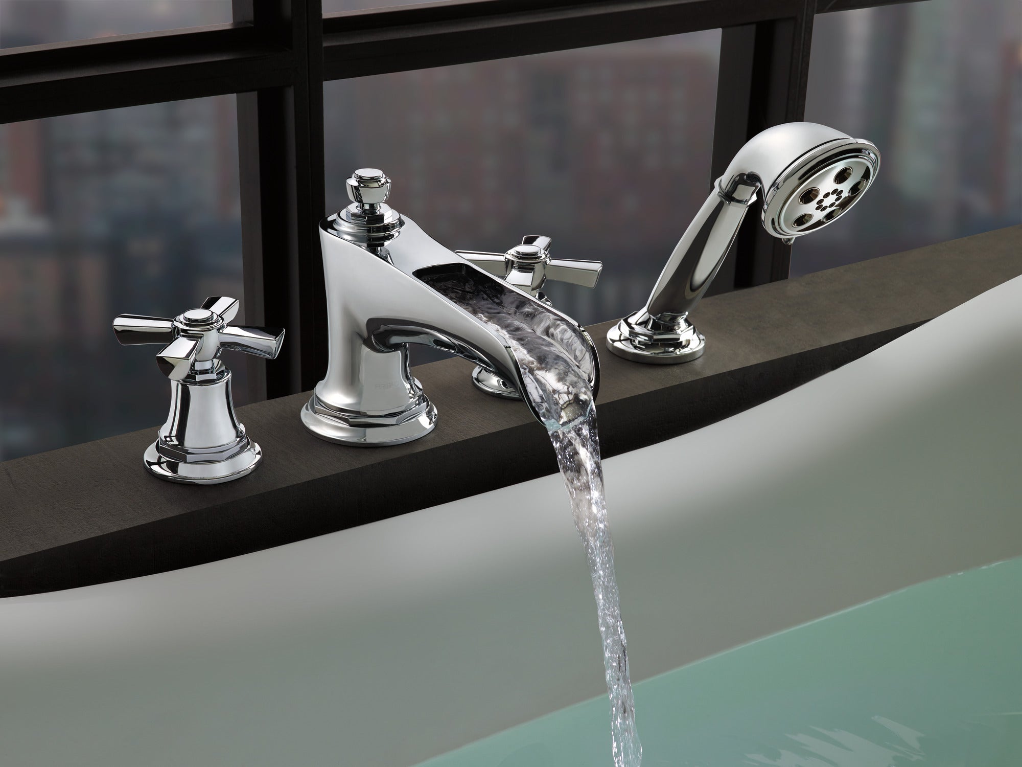 Brizo Rook® Roman Tub Trim with Hand Shower - Less Handles