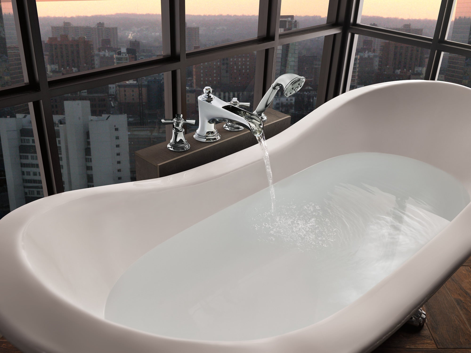 Brizo Rook® Roman Tub Trim with Hand Shower - Less Handles