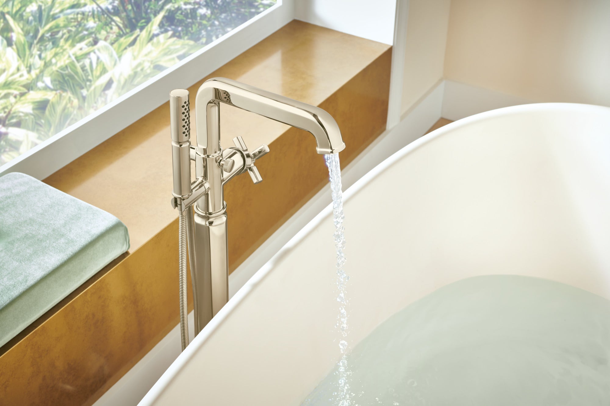 Brizo Invari® Single-Handle Floor Mount Tub Filler Cross Handle Kit