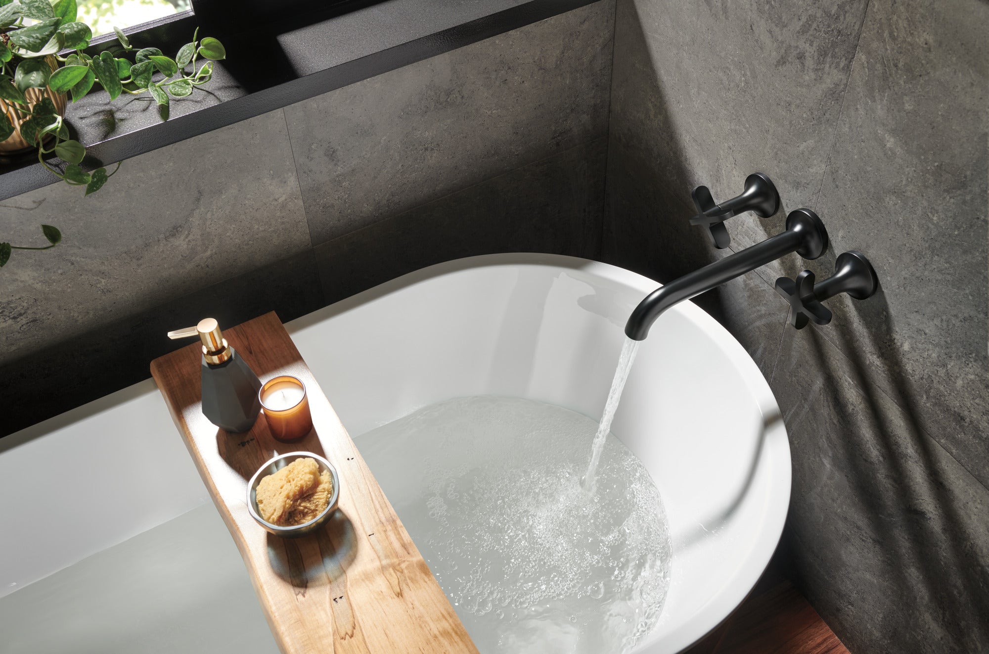 Brizo Jason Wu for Brizo™ Wall Mount Tub Filler Cross Handles
