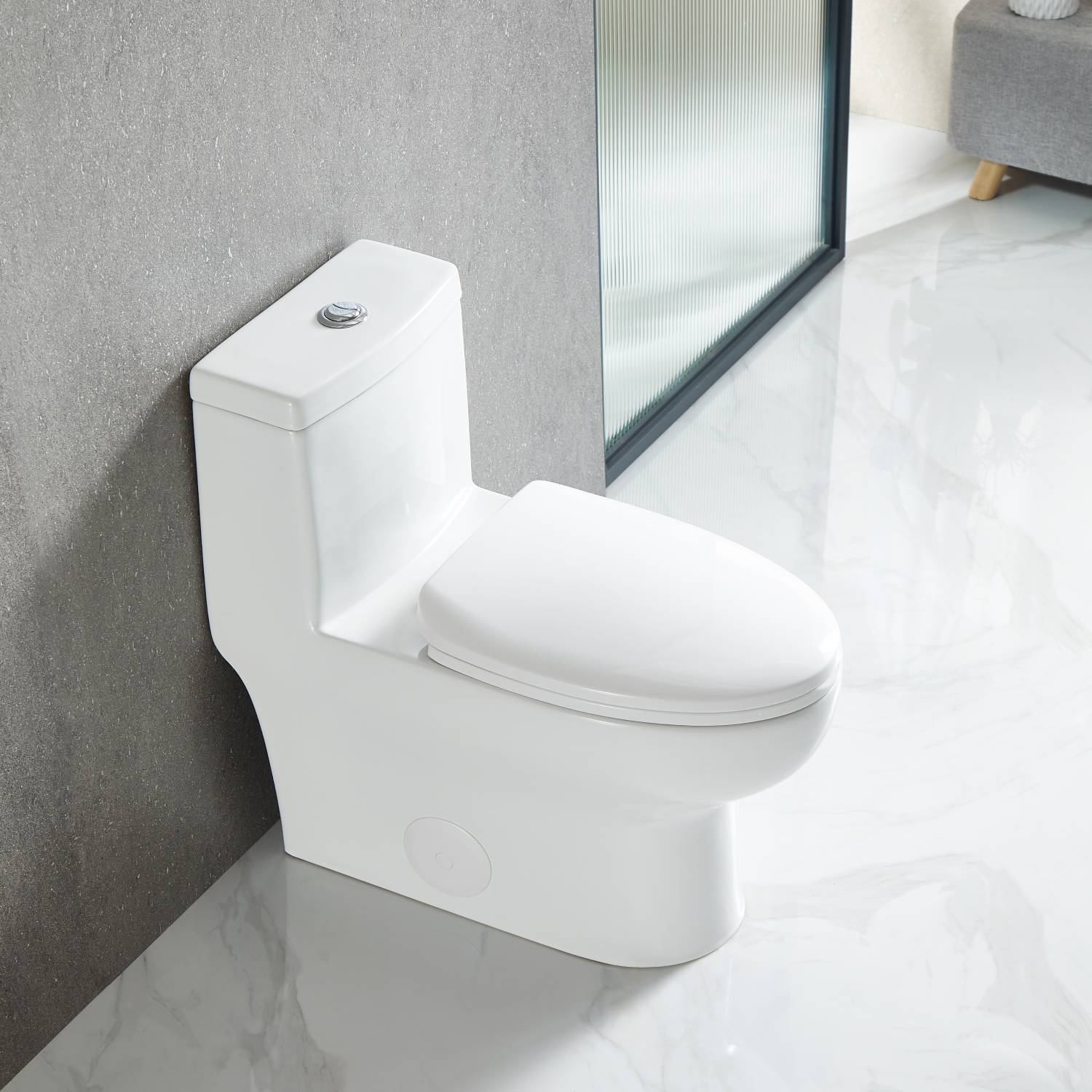 One Piece Toilet T9 01 – Compact Dual-Flush Toilet with Nanoglaze