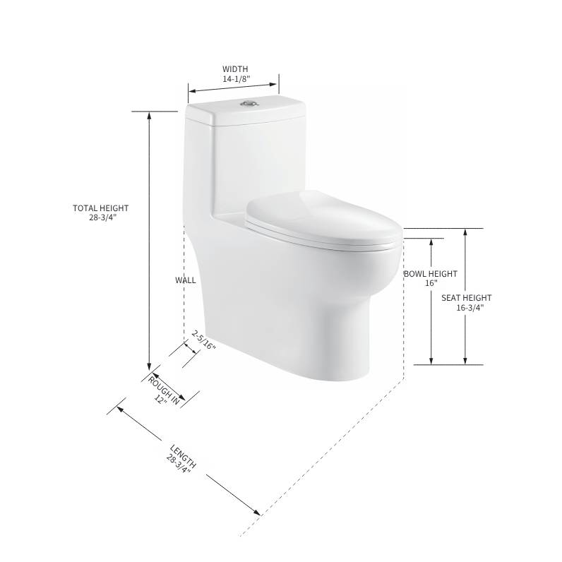 One Piece Toilet T9 01 – Compact Dual-Flush Toilet with Nanoglaze