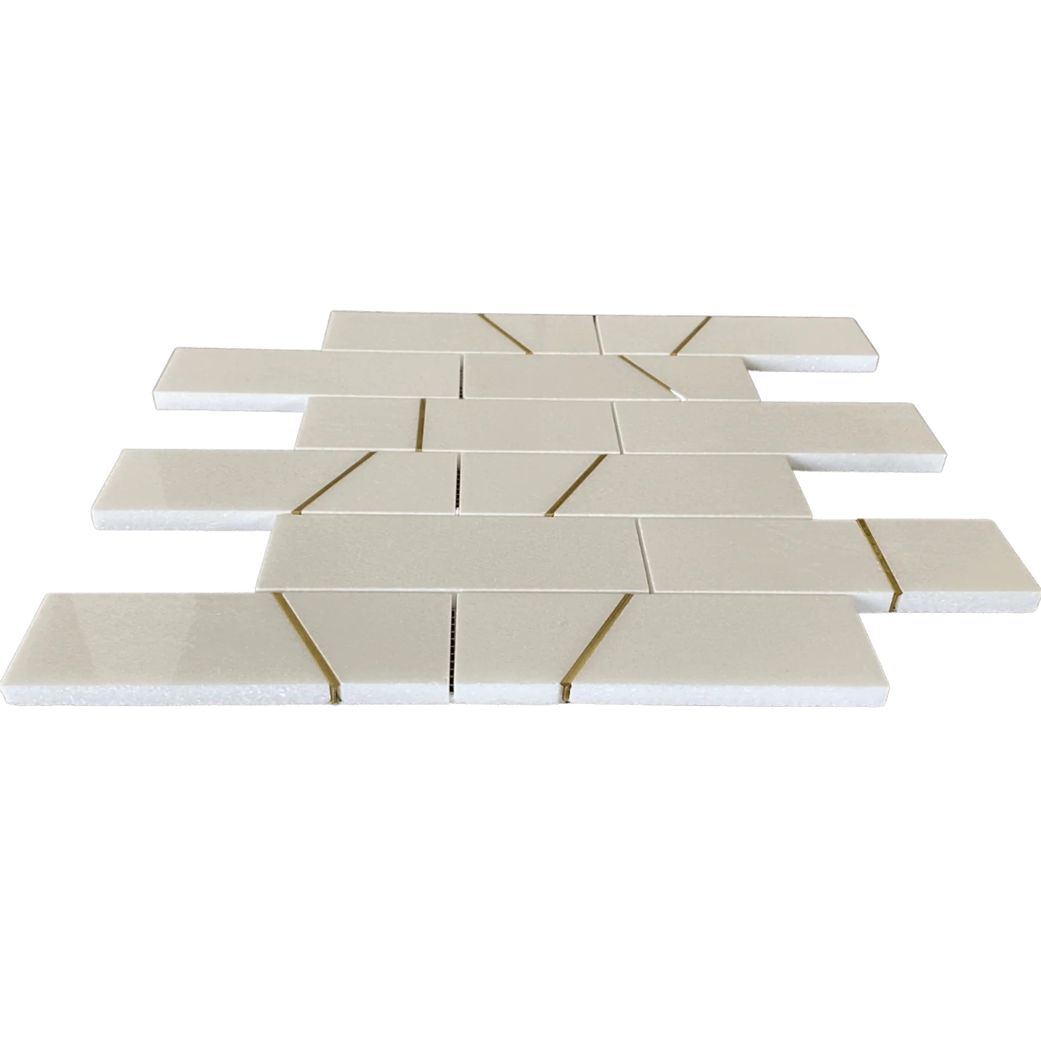 ABSTRACT THASSOS BRASS MARBLE MOSAIC POLISHED