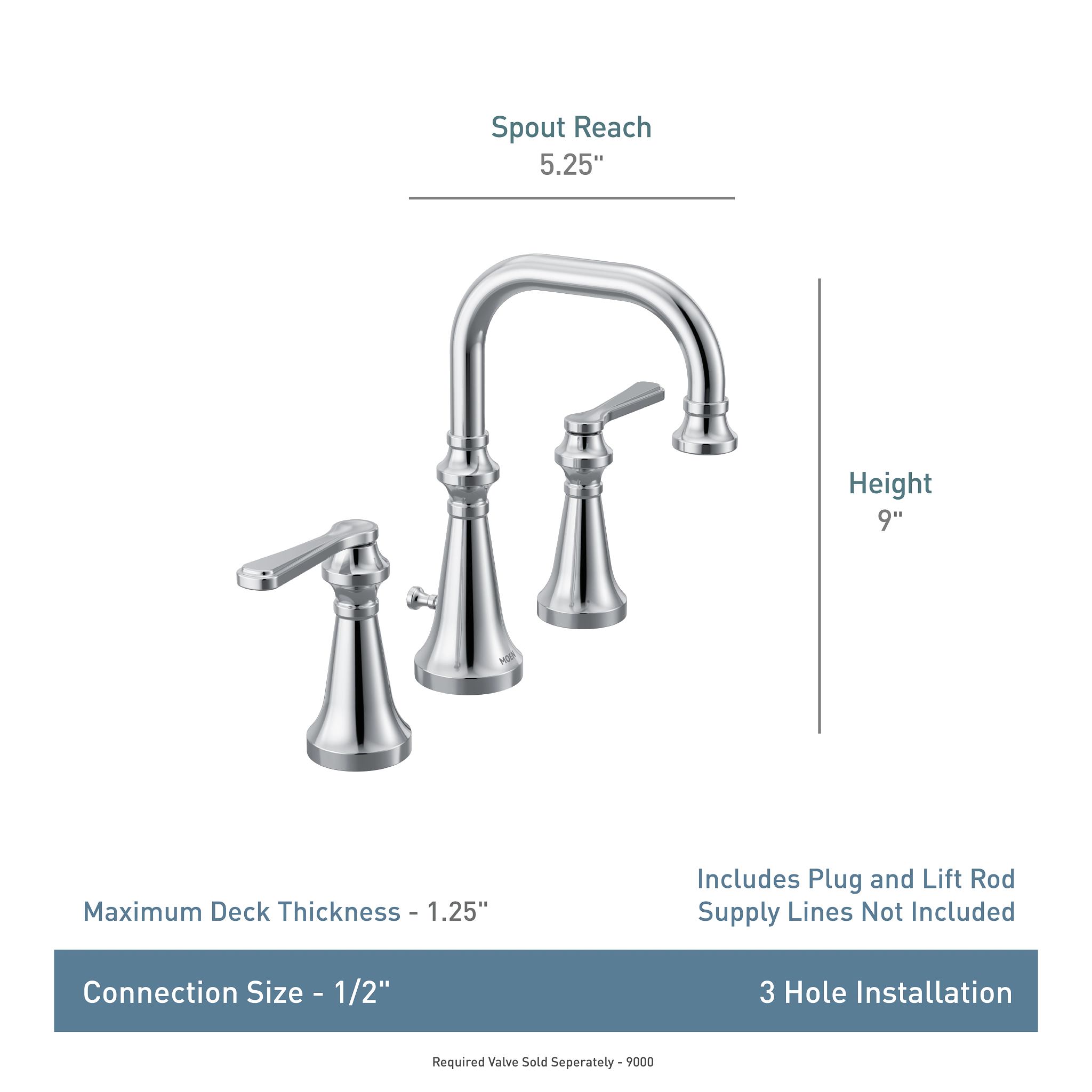 Moen TVS44102 Colinet Chrome two-handle high arc bathroom faucet