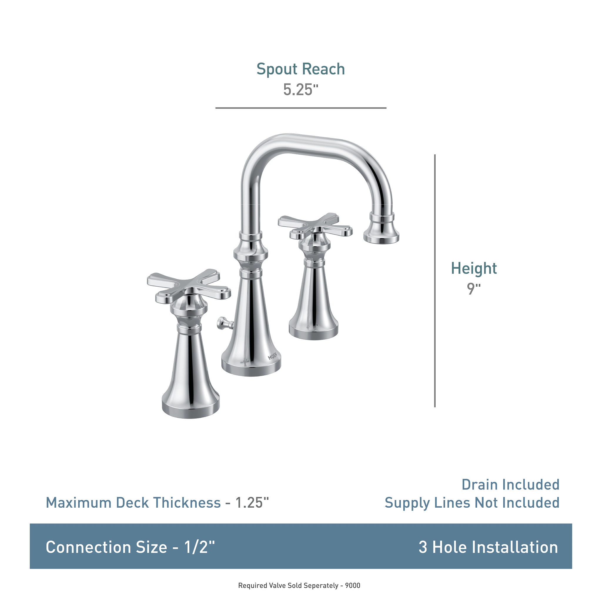 Moen TVS44103 Colinet Chrome two-handle high arc bathroom faucet