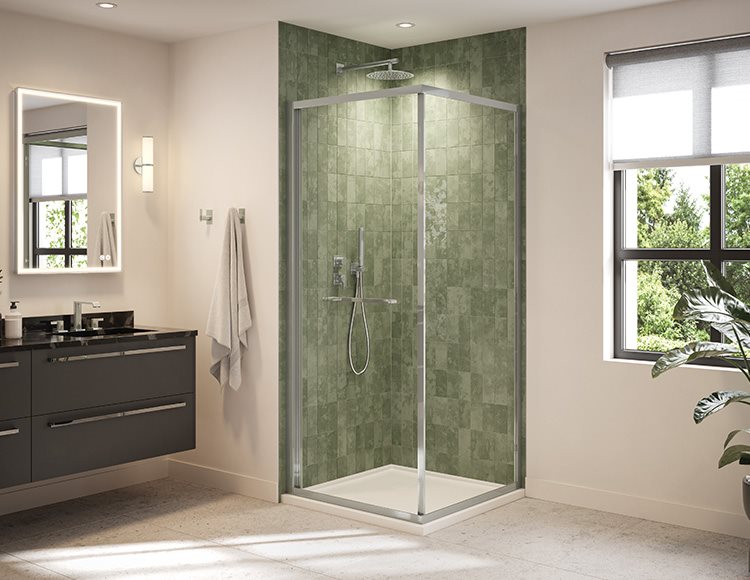 Fleurco Closiq Cube Shower Door, 1/4" (6mm) clear or smoked grey glass, 79" H