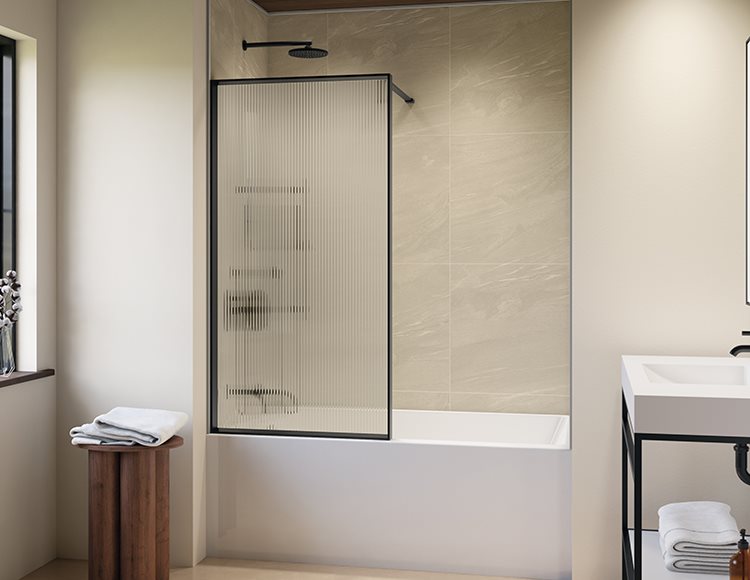 Fleurco Vespero Fixed tub panel, 1/4" (6mm) glass, 58" H (58 1/4" to top of support bar))