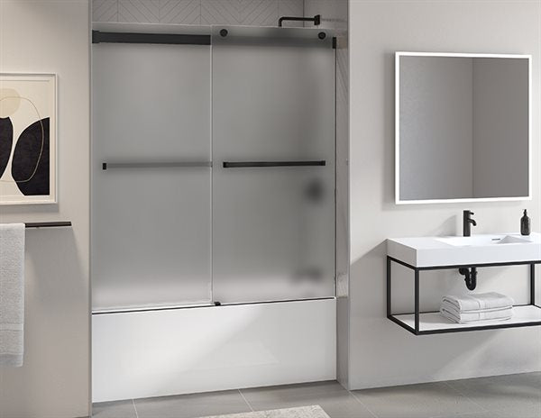 Fleurco Gemini Plus Tub Enclosure Sliding Shower Door 3/8" Glass, 66" Height