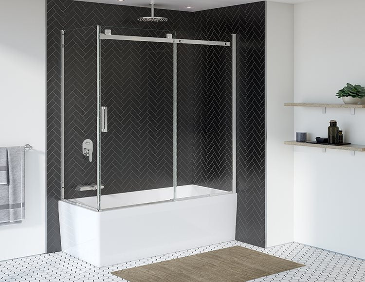 Fleurco Skyline 2 sided tub enclosure, 5/16" (8 mm) clear glass, 66" H