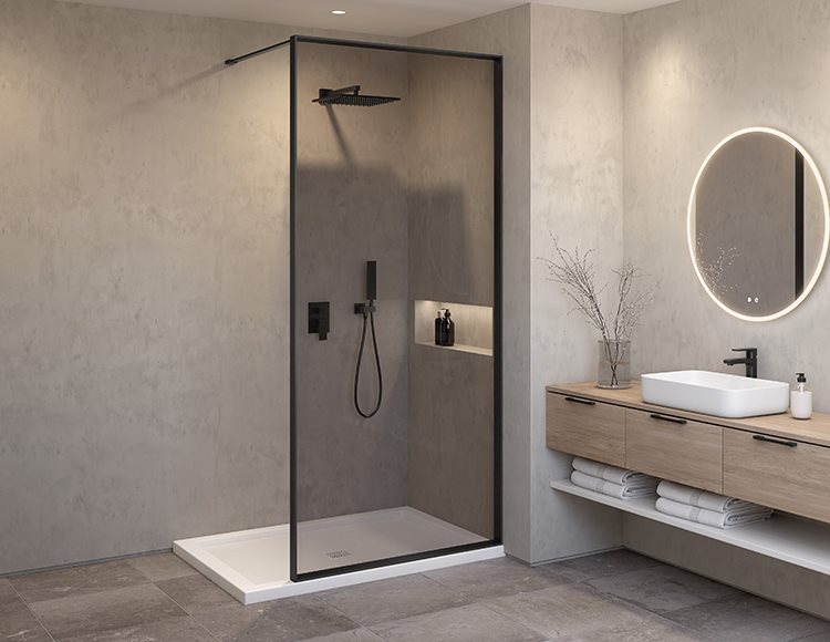 Fleurco Vespero Fixed shower panel, 1/4" (6mm) glass