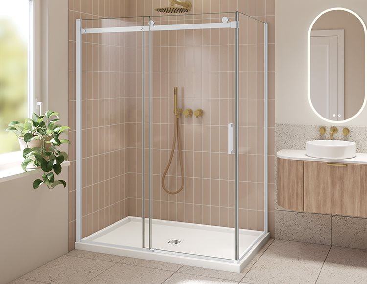 Fleurco Horizon 2 sided Shower Door, 5/16" (8 mm) clear glass 86" Glass Height