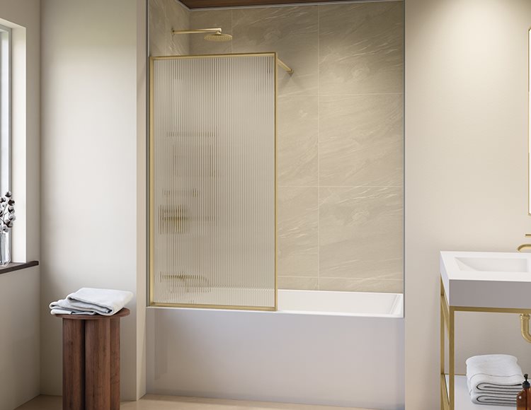Fleurco Vespero Fixed tub panel, 1/4" (6mm) glass, 58" H (58 1/4" to top of support bar))