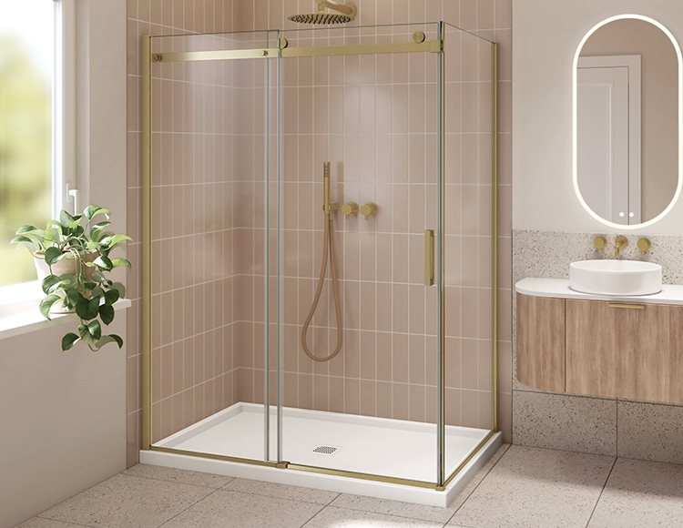 Fleurco Horizon 2 sided Shower Door, 5/16" (8 mm) clear glass, 75" Glass Height