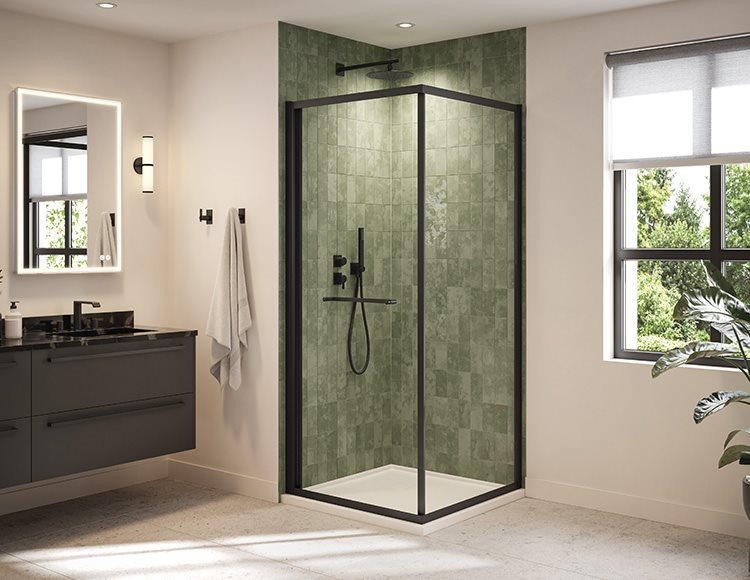 Fleurco Closiq Cube Shower Door, 1/4" (6mm) clear or smoked grey glass, 79" H