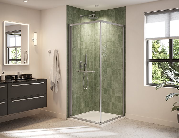 Fleurco Closiq Cube Shower Door, 1/4" (6mm) clear or smoked grey glass, 79" H