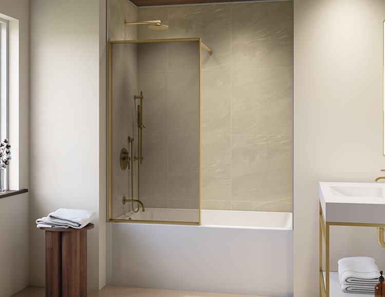 Fleurco Vespero Fixed tub panel, 1/4" (6mm) glass, 58" H (58 1/4" to top of support bar))