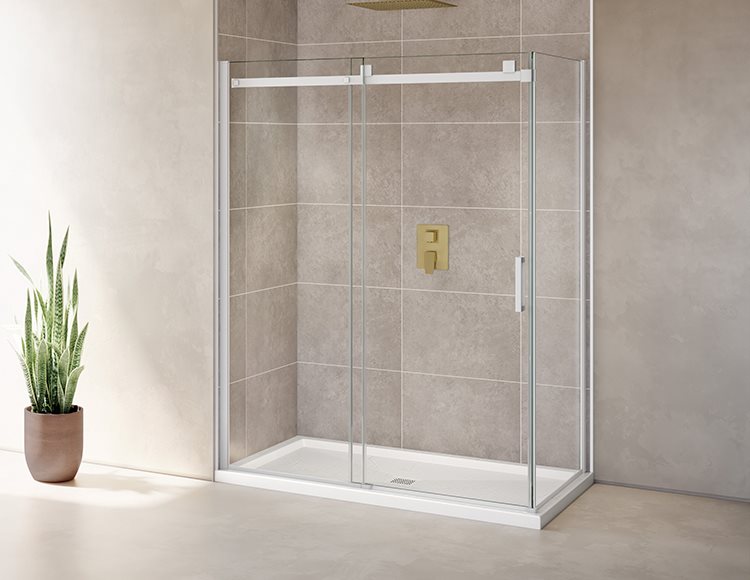 Fleurco Skyline 2 sided Shower Door, 5/16" (8 mm) clear glass, 75", 79" or 86" H