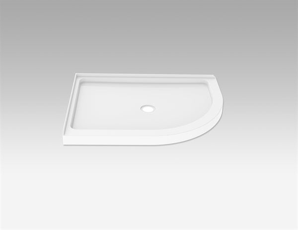 ADR Half Round Corner Base With center drain & 2 integrated tile flanges