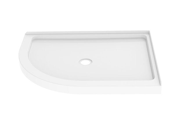 ADR Half Round Corner Base With center drain & 2 integrated tile flanges
