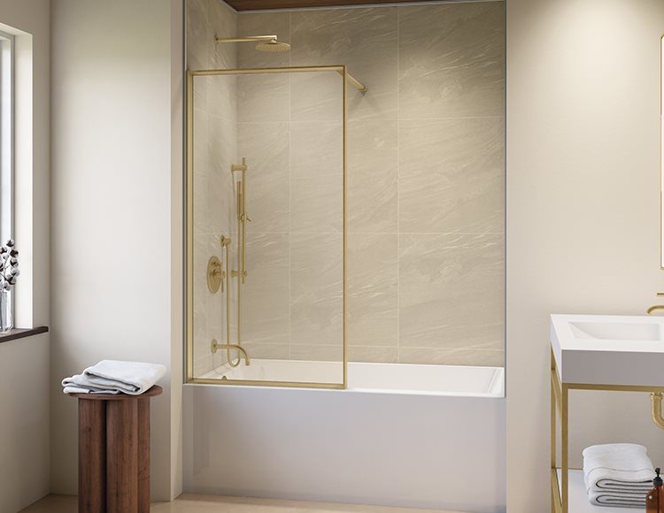 Fleurco Vespero Fixed tub panel, 1/4" (6mm) glass, 58" H (58 1/4" to top of support bar))