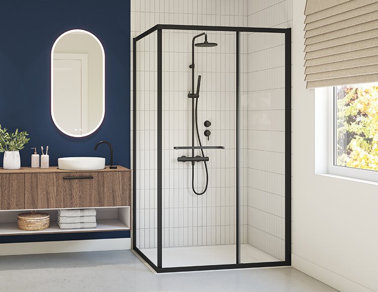 Fleurco Closiq 2 Sided Shower Door, 1/4" (6mm) clear glass, 79" H