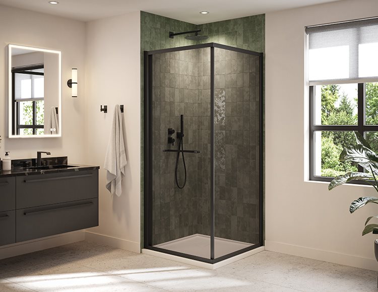 Fleurco Closiq Cube Shower Door, 1/4" (6mm) clear or smoked grey glass, 79" H