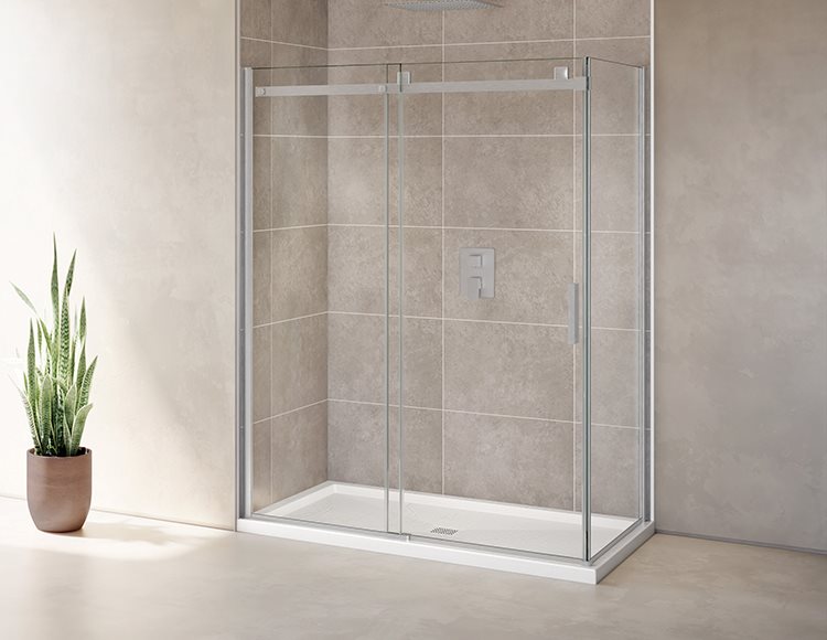 Fleurco Skyline 2 sided Shower Door, 5/16" (8 mm) clear glass, 75", 79" or 86" H