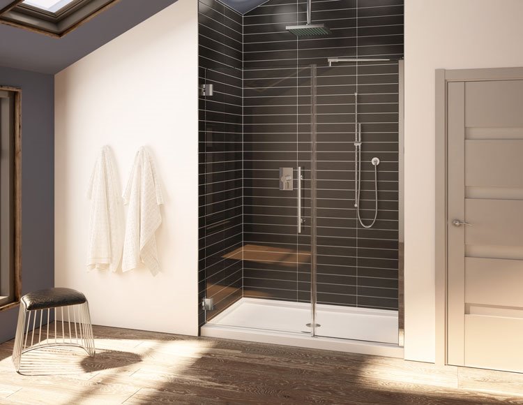 Fleurco Select Kara In-line Shower Door, 3/8" (10 mm) glass, 79" H (80 1/2" to top of support bar)