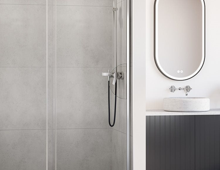 Fleurco Horizon Access In-line Shower Door, 5/16" (8 mm) clear glass,  79" H | With exterior faucet reach
