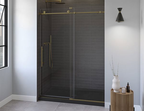 Select K2 In-line sliding shower door in Brushed Gold