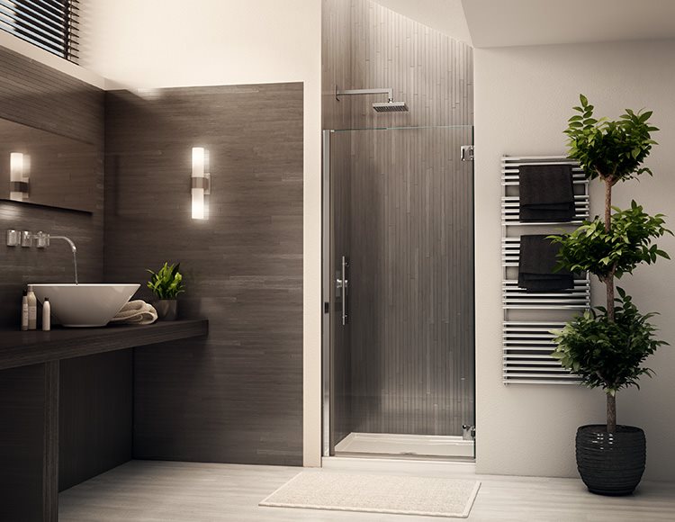Fleurco Select Kara Single pivot Shower Door, 1/4" (6 mm) glass, 70" H