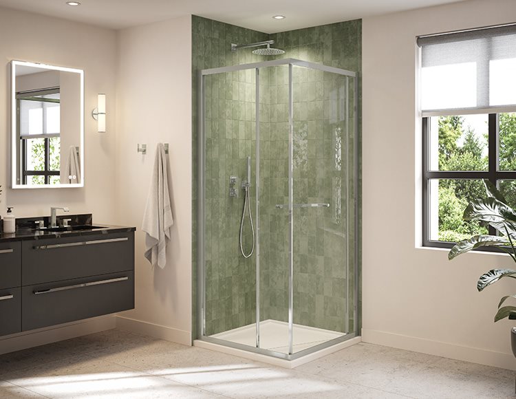 Fleurco Closiq Cube Shower Door, 1/4" (6mm) clear or smoked grey glass, 79" H