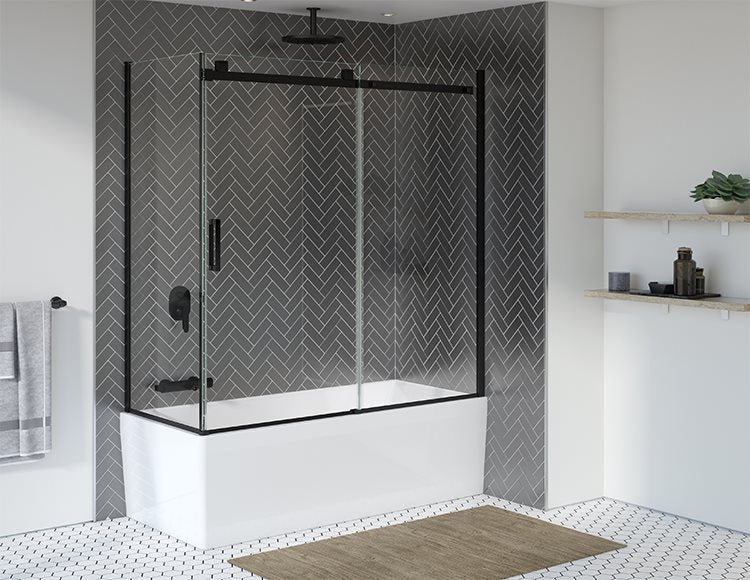 Fleurco Skyline 2 sided tub enclosure, 5/16" (8 mm) clear glass, 66" H