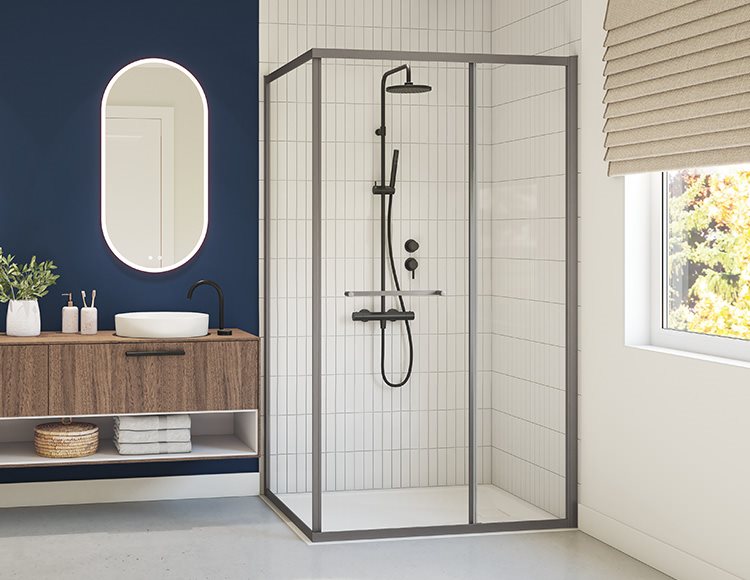 Fleurco Closiq 2 Sided Shower Door, 1/4" (6mm) clear glass, 79" H