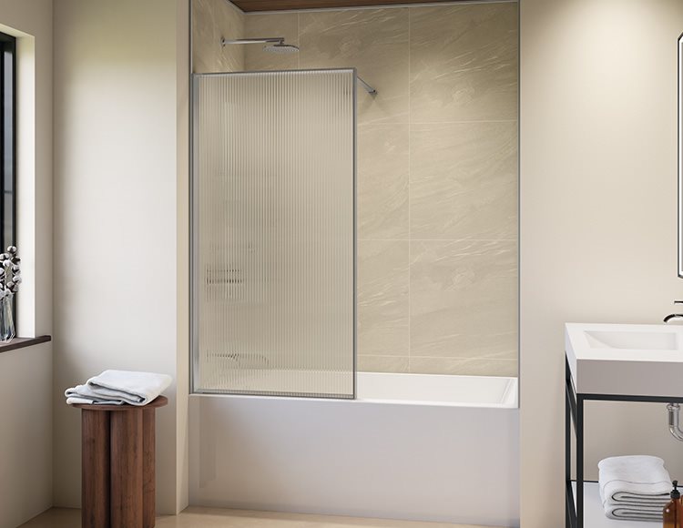 Fleurco Vespero Fixed tub panel, 1/4" (6mm) glass, 58" H (58 1/4" to top of support bar))