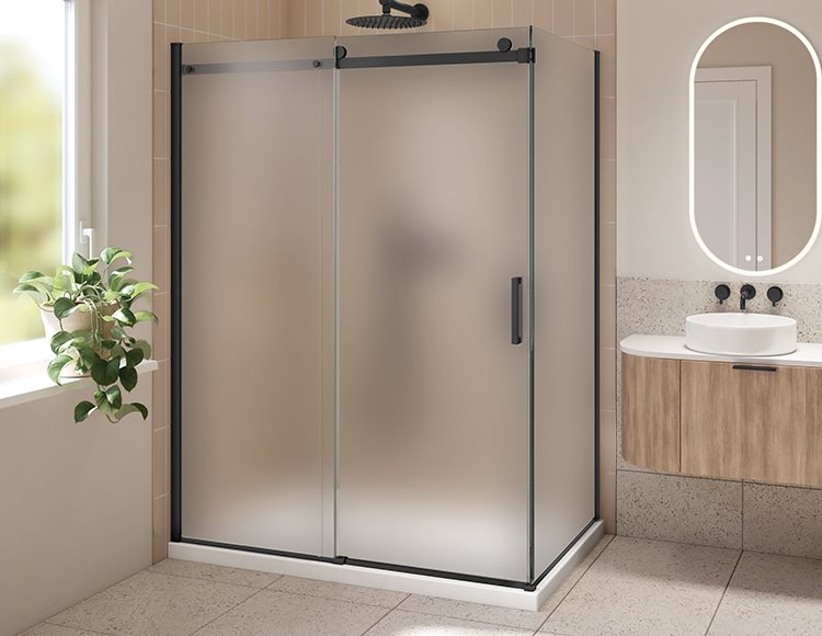 Fleurco Horizon 2 sided Shower Door, 5/16" (8 mm) mist glass, 79" H